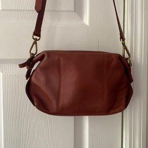 Madewell leather small transport camera bag with gold clasps